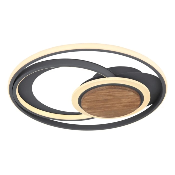 Globo NIRRA Deckenleuchte LED Schwarz, Holz dunkel, 1-flammig 1 Globo NIRRA Deckenleuchte LED Schwarz, Holz dunkel, 1-flammig