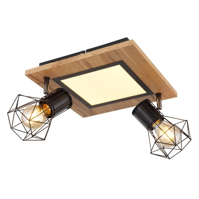 Globo PRISKA Deckenleuchte Schwarz, Weiß, Holzoptik, 3-flammig 1 Globo PRISKA Deckenleuchte Schwarz, Weiß, Holzoptik, 3-flammig