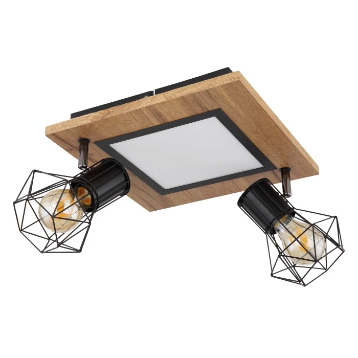 Globo PRISKA Deckenleuchte Schwarz, Weiß, Holzoptik, 3-flammig 2 Globo PRISKA Deckenleuchte Schwarz, Weiß, Holzoptik, 3-flammig – Bild 2