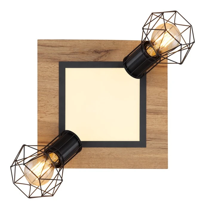 Globo PRISKA Deckenleuchte Schwarz, Weiß, Holzoptik, 3-flammig 4 Globo PRISKA Deckenleuchte Schwarz, Weiß, Holzoptik, 3-flammig – Bild 4