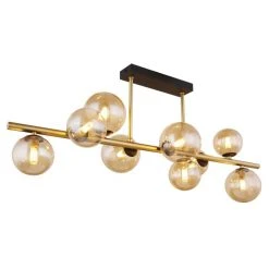 Globo RIHA Deckenleuchte LED Messing, Schwarz, 9-flammig