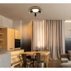 Globo ULLA Deckenleuchte Schwarz, Holzoptik, 4-flammig