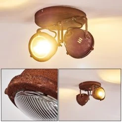 Hofstein Glostrup Deckenleuchte LED Rostfarben, 2-flammig