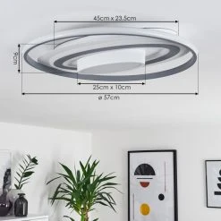 Hofstein Goro Deckenleuchte LED Grau, Wei&szlig;, 1-flammig, Fernbedienung -LED Leuchten Verkäufe 2022 goro deckenleuchte h3383452 3