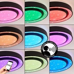 Hofstein Grimacco Deckenleuchte LED Schwarz, 1-flammig, Farbwechsler -LED Leuchten Verkäufe 2022 grimacco deckenleuchte h3383476 8