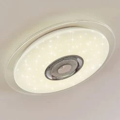Hofstein Haderup Deckenleuchte LED Chrom, Wei&szlig;, 1-flammig, Fernbedienung, Farbwechsler -LED Leuchten Verkäufe 2022 haderup deckenleuchte h3169384 do1 12