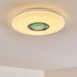 Hofstein Haderup Deckenleuchte LED Chrom, Wei&szlig;, 1-flammig, Fernbedienung, Farbwechsler -LED Leuchten Verkäufe 2022 haderup deckenleuchte h3169384 do1 19