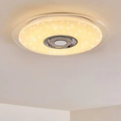 Hofstein Haderup Deckenleuchte LED Chrom, Wei&szlig;, 1-flammig, Fernbedienung, Farbwechsler -LED Leuchten Verkäufe 2022 haderup deckenleuchte h3169384 do1 21