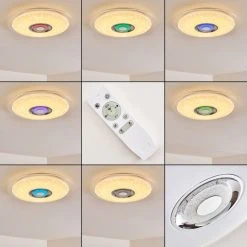 Hofstein Haderup Deckenleuchte LED Chrom, Wei&szlig;, 1-flammig, Fernbedienung, Farbwechsler -LED Leuchten Verkäufe 2022 haderup deckenleuchte h3169384 do1 6