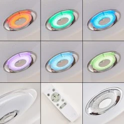 Hofstein Haderup Deckenleuchte LED Chrom, Wei&szlig;, 1-flammig, Fernbedienung, Farbwechsler -LED Leuchten Verkäufe 2022 haderup deckenleuchte h3169384 do1 7