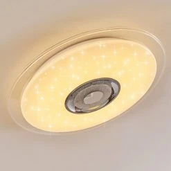 Hofstein Haderup Deckenleuchte LED Chrom, Wei&szlig;, 1-flammig, Fernbedienung, Farbwechsler -LED Leuchten Verkäufe 2022 haderup deckenleuchte h3169384 do1 8