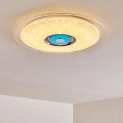 Hofstein Haderup Deckenleuchte LED Chrom, Wei&szlig;, 1-flammig, Fernbedienung -LED Leuchten Verkäufe 2022 haderup deckenleuchte h3169421 do1 14