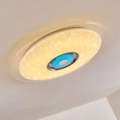 Hofstein Haderup Deckenleuchte LED Chrom, Wei&szlig;, 1-flammig, Fernbedienung -LED Leuchten Verkäufe 2022 haderup deckenleuchte h3169421 do1 26