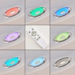 Hofstein Haderup Deckenleuchte LED Chrom, Wei&szlig;, 1-flammig, Fernbedienung -LED Leuchten Verkäufe 2022 haderup deckenleuchte h3169421 do1 9