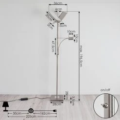 Hofstein Jamilena Deckenfluter LED Nickel-Matt, 3-flammig, Fernbedienung -LED Leuchten Verkäufe 2022 jamilena deckenfluter h3384626 3