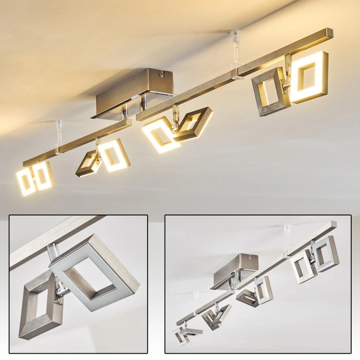 Hofstein JAMSA Deckenleuchte LED Edelstahl, 8-flammig 1 Hofstein JAMSA Deckenleuchte LED Edelstahl, 8-flammig