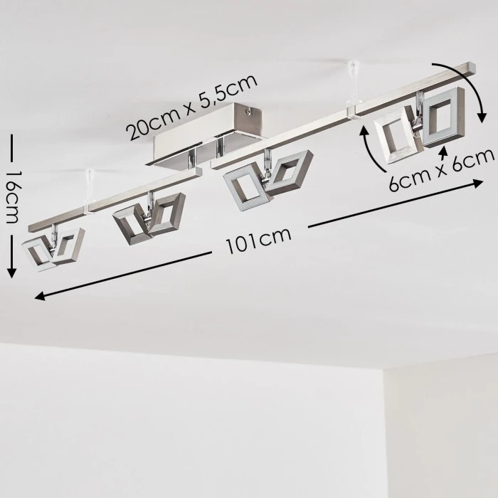 Hofstein JAMSA Deckenleuchte LED Edelstahl, 8-flammig 2 Hofstein JAMSA Deckenleuchte LED Edelstahl, 8-flammig – Bild 2