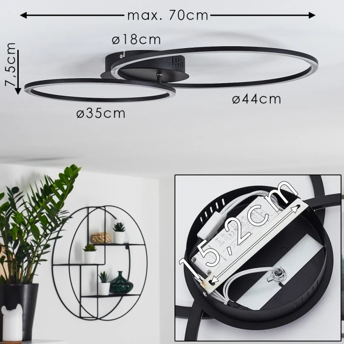 Hofstein Johsa Deckenleuchte LED Schwarz, 2-flammig 2 Hofstein Johsa Deckenleuchte LED Schwarz, 2-flammig – Bild 2