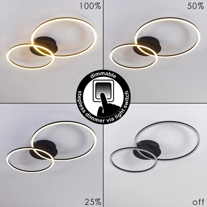 Hofstein Johsa Deckenleuchte LED Schwarz, 2-flammig 6 Hofstein Johsa Deckenleuchte LED Schwarz, 2-flammig – Bild 6