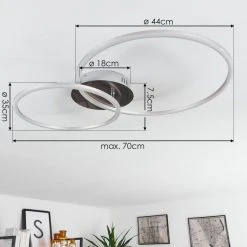 Hofstein Johsa Deckenleuchte LED Nickel-Matt, 2-flammig -LED Leuchten Verkäufe 2022 johsa deckenleuchte h3381984 3
