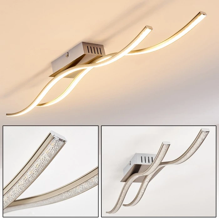 Hofstein Kalandi Deckenleuchte LED Nickel-Matt, 2-flammig 1 Hofstein Kalandi Deckenleuchte LED Nickel-Matt, 2-flammig