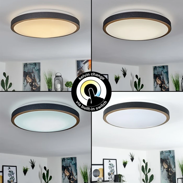 Hofstein Kelva Deckenleuchte LED Schwarz, Weiß, Altmessing, 1-flammig 2 Hofstein Kelva Deckenleuchte LED Schwarz, Weiß, Altmessing, 1-flammig – Bild 2