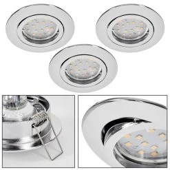 Hofstein Kerrouan Einbauleuchte 3-er Set LED Chrom, 1-flammig
