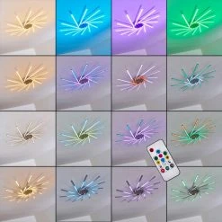 Hofstein Kinna Deckenleuchte LED Edelstahl, 12-flammig, Fernbedienung, Farbwechsler -LED Leuchten Verkäufe 2022 kinna deckenleuchte h3273890 2