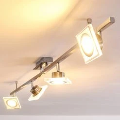 Hofstein Kolari Deckenleuchte LED Nickel-Matt, Chrom, 4-flammig -LED Leuchten Verkäufe 2022 kolari deckenleuchte h3097281 3