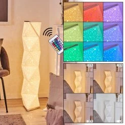 Hofstein Korskrogen Stehleuchte LED Wei&szlig;, 1-flammig, Fernbedienung, Farbwechsler