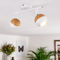 Hofstein Kotaoa Deckenleuchte LED Wei&szlig;, Holz hell, 2-flammig -LED Leuchten Verkäufe 2022 kotaoa deckenleuchte h3394885 6