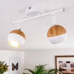 Hofstein Kotaoa Deckenleuchte LED Wei&szlig;, Holz hell, 2-flammig -LED Leuchten Verkäufe 2022 kotaoa deckenleuchte h3394885 8