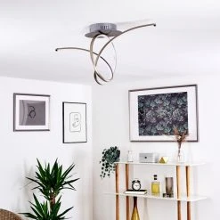 Hofstein Kourou Deckenleuchte LED Nickel-Matt, 1-flammig -LED Leuchten Verkäufe 2022 kourou deckenleuchte h3003305 12