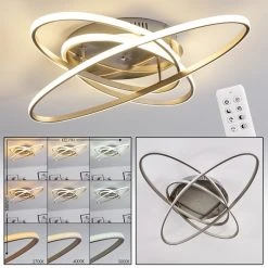 Hofstein Krabi Deckenleuchte LED Nickel-Matt, 3-flammig, Fernbedienung