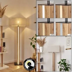 Hofstein Kyneton Stehleuchte LED Schwarz, Naturfarben, 2-flammig