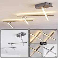 LED Leuchten Verkäufe 2022 35 Hofstein Lacure Deckenleuchte LED Nickel-Matt, 5-flammig