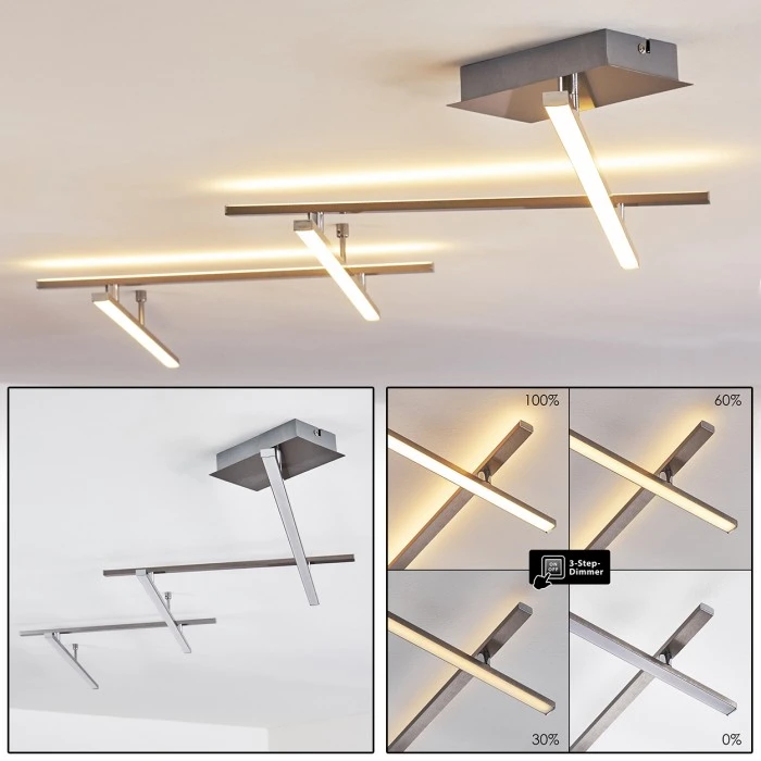 Hofstein Lacure Deckenleuchte LED Nickel-Matt, 5-flammig 1 Hofstein Lacure Deckenleuchte LED Nickel-Matt, 5-flammig