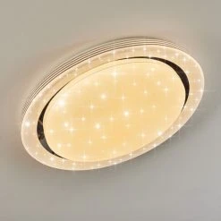 Hofstein Laganadi Deckenleuchte LED Chrom, 1-flammig, Fernbedienung, Farbwechsler -LED Leuchten Verkäufe 2022 laganadi deckenleuchte h3392393 9