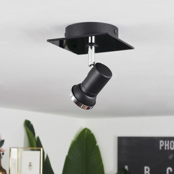 Hofstein Lanrigan Deckenleuchte LED Chrom, Schwarz, 1-flammig 2 Hofstein Lanrigan Deckenleuchte LED Chrom, Schwarz, 1-flammig – Bild 2