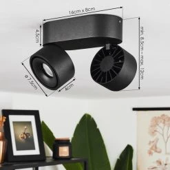 Hofstein Laonsana Deckenleuchte LED Schwarz, 2-flammig -LED Leuchten Verkäufe 2022 laonsana deckenleuchte h3584460 3