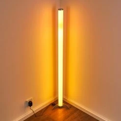Hofstein Laugar Stehlampe LED Silber, 1-flammig, Fernbedienung, Farbwechsler -LED Leuchten Verkäufe 2022 laugar stehlampe h3170113 11