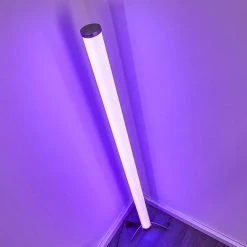 Hofstein Laugar Stehlampe LED Silber, 1-flammig, Fernbedienung, Farbwechsler -LED Leuchten Verkäufe 2022 laugar stehlampe h3170113 13