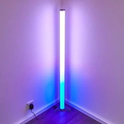 Hofstein Laugar Stehlampe LED Silber, 1-flammig, Fernbedienung, Farbwechsler -LED Leuchten Verkäufe 2022 laugar stehlampe h3170113 25