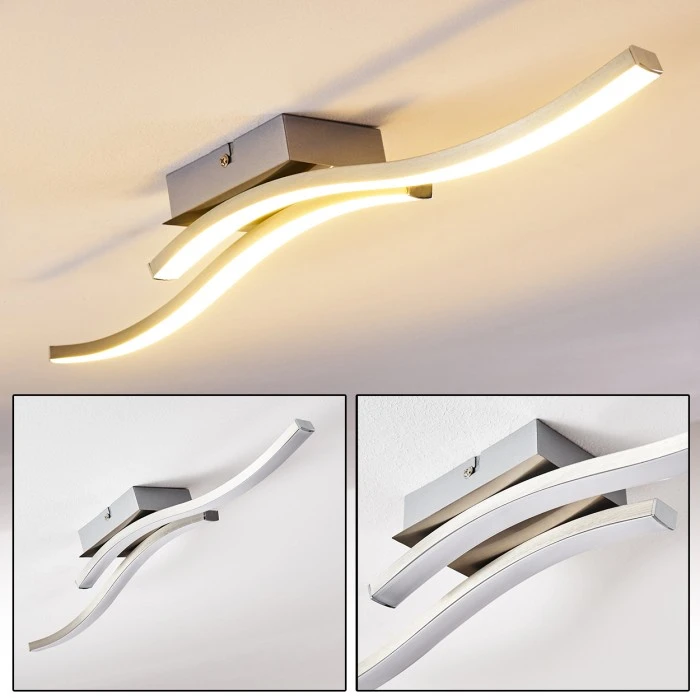 Hofstein Letala Deckenleuchte LED Nickel-Matt, Chrom, 2-flammig 1 Hofstein Letala Deckenleuchte LED Nickel-Matt, Chrom, 2-flammig