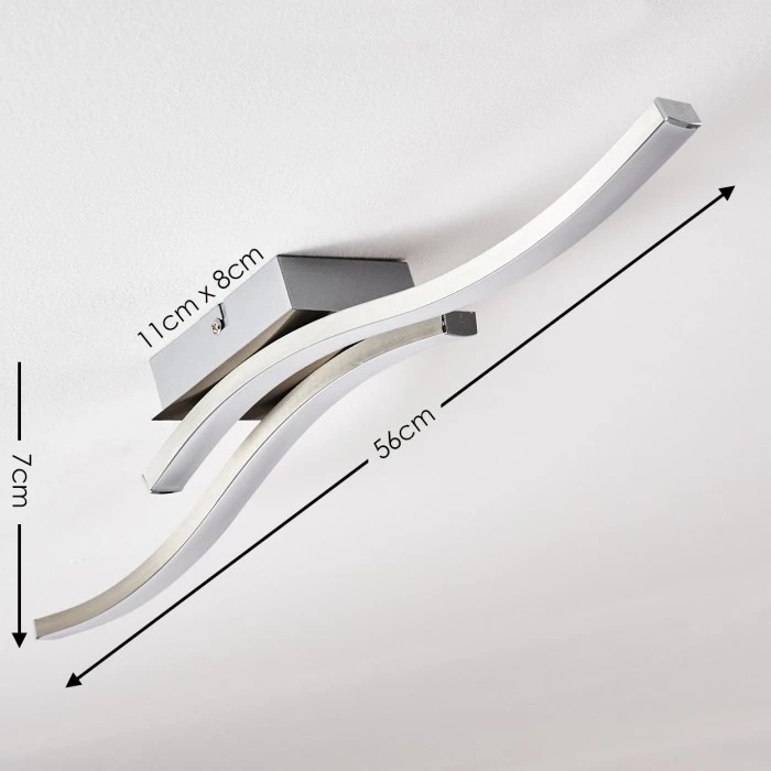 Hofstein Letala Deckenleuchte LED Nickel-Matt, Chrom, 2-flammig 2 Hofstein Letala Deckenleuchte LED Nickel-Matt, Chrom, 2-flammig – Bild 2