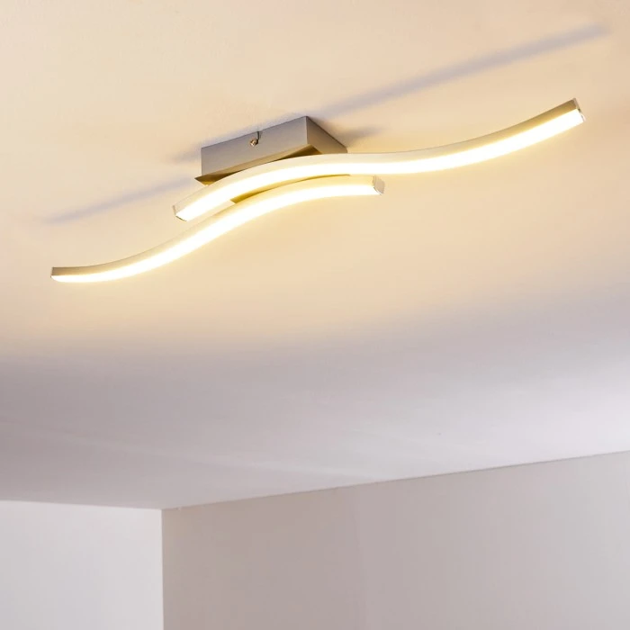 Hofstein Letala Deckenleuchte LED Nickel-Matt, Chrom, 2-flammig 4 Hofstein Letala Deckenleuchte LED Nickel-Matt, Chrom, 2-flammig – Bild 4