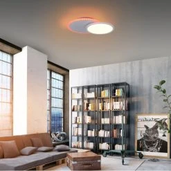 Leuchten Direkt ARENDA Deckenleuchte LED Weiß, 1-flammig, Fernbedienung, Farbwechsler