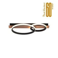 Leuchten Direkt Trooper Deckenleuchte LED Schwarz, Holzoptik, 1-flammig