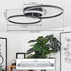 Hofstein Lithgow Deckenleuchte LED Schwarz, 2-flammig, Fernbedienung, Farbwechsler -LED Leuchten Verkäufe 2022 lithgow deckenleuchte h3439463 3