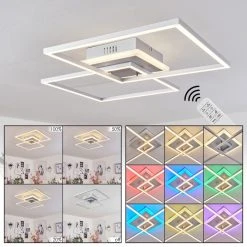 Hofstein Lithgow Deckenleuchte LED Silber, 2-flammig, Fernbedienung, Farbwechsler